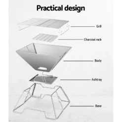 Grillz Camping Fire Pit BBQ 2-in-1 Grill Smoker Outdoor Portable Stainless Steel -AU Camping Equipment Sales MjUB IF1YJQWdMWdeKBxQmdM