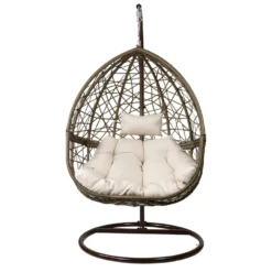 Gardeon Outdoor Hanging Basket Swing Egg Chair With Stand Soft Cushion Indoor Latte -AU Camping Equipment Sales NL 8oyRoxpc05oQRymcuJq0B8