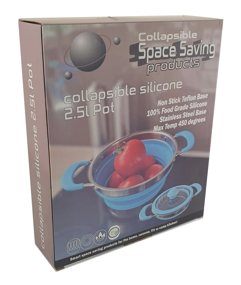 Non Stick 2.5L Collapsible Silicone Pot Medium 3 Non Stick 2.5L Collapsible Silicone Pot Medium