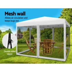 Instahut Gazebo Pop Up Marquee 3x3 Wedding Side Mesh Wall Outdoor Gazebos White 14 Instahut Gazebo Pop Up Marquee 3x3 Wedding Side Mesh Wall Outdoor Gazebos White -AU Camping Equipment Sales Prfv2p sMiQvCAchTTJtCxYdg