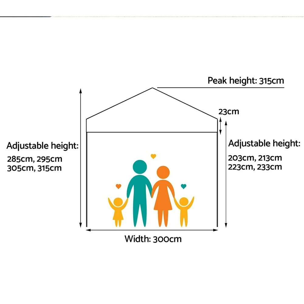 Instahut Gazebo Pop Up Marquee 3x3 Outdoor Tent Folding Wedding Gazebos White 6 Instahut Gazebo Pop Up Marquee 3x3 Outdoor Tent Folding Wedding Gazebos White - Image 4