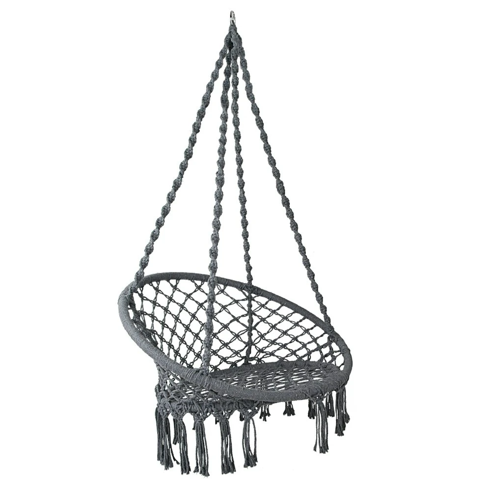 Gardeon Outdoor Swing Hammock Chair Indoor Rope Portable Camping Hammocks Grey 3 Gardeon Outdoor Swing Hammock Chair Indoor Rope Portable Camping Hammocks Grey
