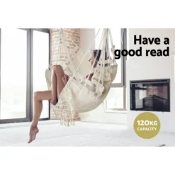 Gardeon Outdoor Tassel Hammock Chair Hanging Rope Portable Hammocks Swing Cream -AU Camping Equipment Sales SeZ1eg41zq5UwawQOlOsa dQc