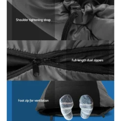 Weisshorn Sleeping Bag Camping Hiking Tent Winter Thermal Comfort 0 Degree Black -AU Camping Equipment Sales Seez0iXHkQWqlkZxRy2YzJhlI