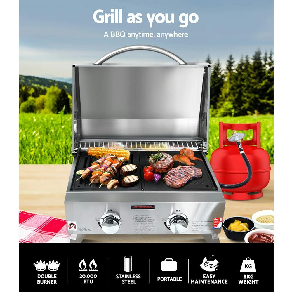 Grillz Portable Gas BBQ LPG Oven Camping Cooker Grill 2 Burners Stove Outdoor 5 Grillz Portable Gas BBQ LPG Oven Camping Cooker Grill 2 Burners Stove Outdoor - Image 3