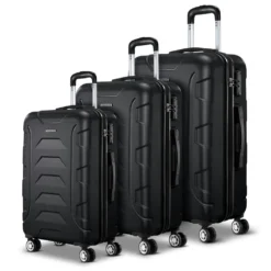 Wanderlite 3pc Luggage Travel Sets Suitcase Trolley TSA Lock Bonus Black -AU Camping Equipment Sales UvmAeiDFfEp FJ E0 nnspu0M