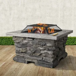 Grillz Fire Pit Table Stone Base Outdoor Patio BBQ Grill Wood Fireplace Heater -AU Camping Equipment Sales V5tqMU9BEuWYbOg2npHix0zso