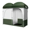Weisshorn Double Camping Shower Toilet Tent Outdoor Portable Change Room Green