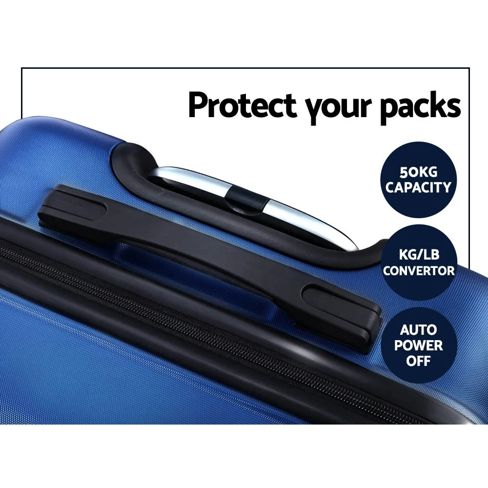 Wanderlite 3pc Luggage Travel Sets Suitcase Trolley TSA Lock Blue 9 Wanderlite 3pc Luggage Travel Sets Suitcase Trolley TSA Lock Blue - Image 7