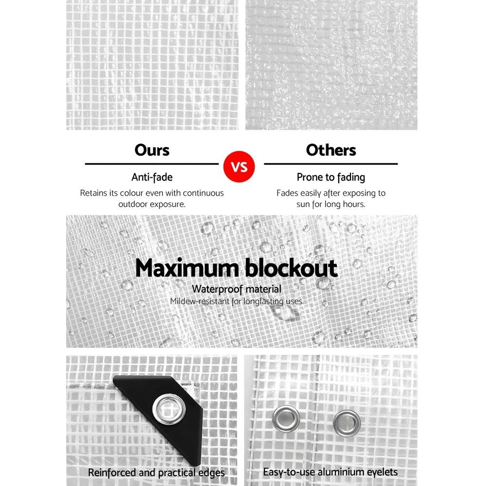 Instahut 4x7m Tarp Camping Tarps Poly Tarpaulin Heavy Duty Cover 135gsm Clear 7 Instahut 4x7m Tarp Camping Tarps Poly Tarpaulin Heavy Duty Cover 135gsm Clear - Image 5