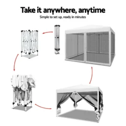 Instahut Gazebo Pop Up Marquee 3x3 Wedding Side Mesh Wall Outdoor Gazebos White 15 Instahut Gazebo Pop Up Marquee 3x3 Wedding Side Mesh Wall Outdoor Gazebos White -AU Camping Equipment Sales Z9BkzEewmevPur77fgNzpNkC4