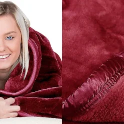 Laura Hill 600GSM Faux Mink Blanket Double-Sided Queen Size - Wine Red -AU Camping Equipment Sales ZCRh io cPsWXbgmcpOu Hdts