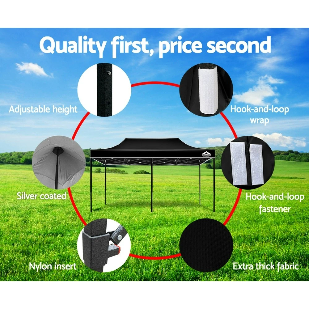 Instahut Gazebo Pop Up Marquee 3x6m Outdoor Tent Folding Wedding Gazebos Black6 8 Instahut Gazebo Pop Up Marquee 3x6m Outdoor Tent Folding Wedding Gazebos Black6 - Image 6