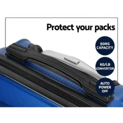 Wanderlite 3pc Luggage Trolley Set Suitcase Travel TSA Hard Case Blue -AU Camping Equipment Sales ZOJzD9jPebjiKtmA5 A7UH2os