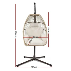 Gardeon Outdoor Swing Hanging Basket Egg Chair With Stand Cushion Rope Latte -AU Camping Equipment Sales ZkbKnAkIb jJSNv84dzhzrIUY