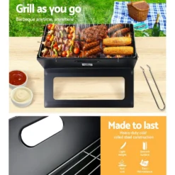 Grillz Portable BBQ Charcoal Grill Smoker Outdoor Folding Steel Camping Barbecue -AU Camping Equipment Sales aEXfWaOH8lSzXGaoJuh5escR0