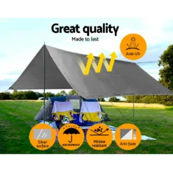 Instahut 3.6x4.8m Tarp Camping Tarps Poly Tarpaulin Heavy Duty Cover 180gsm Silver -AU Camping Equipment Sales aNNZmdY24KUY41ZvzMdpBhGac 1