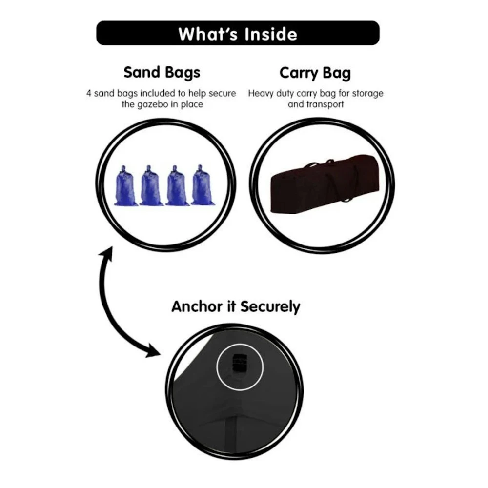 Gazebo Tent Marquee 3x4.5m PopUp Outdoor Wallaroo Black 10 Gazebo Tent Marquee 3x4.5m PopUp Outdoor Wallaroo Black - Image 8