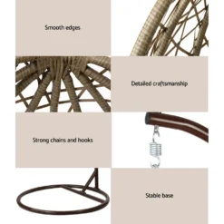 Gardeon Outdoor Hanging Basket Swing Egg Chair With Stand Soft Cushion Indoor Latte -AU Camping Equipment Sales auzln0kTWR3dsDWS35mFUeSek