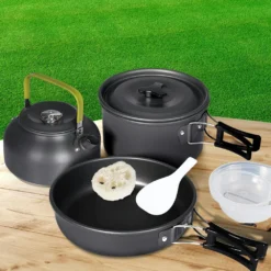 TOQUE 10Pcs Camping Cookware Set Outdoor Hiking Cooking Pot Pan Portable Picnic 14 TOQUE 10Pcs Camping Cookware Set Outdoor Hiking Cooking Pot Pan Portable Picnic -AU Camping Equipment Sales awjCWD77NDaU4CzABpJ5mC1cI