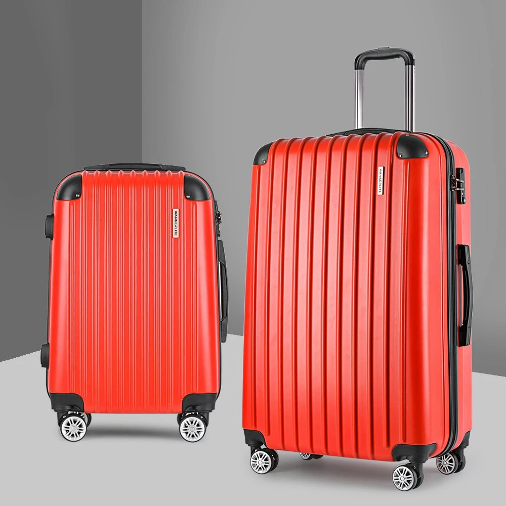 Wanderlite 2pc Luggage Trolley Suitcase Sets Travel TSA Hard Case Red 3 Wanderlite 2pc Luggage Trolley Suitcase Sets Travel TSA Hard Case Red