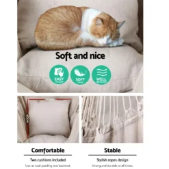 Gardeon Outdoor Hammock Chair Hanging Swing Indoor Pillow Hammocks Camping Cream -AU Camping Equipment Sales bu6dol7s fuA9SrwuX1 IVm3o