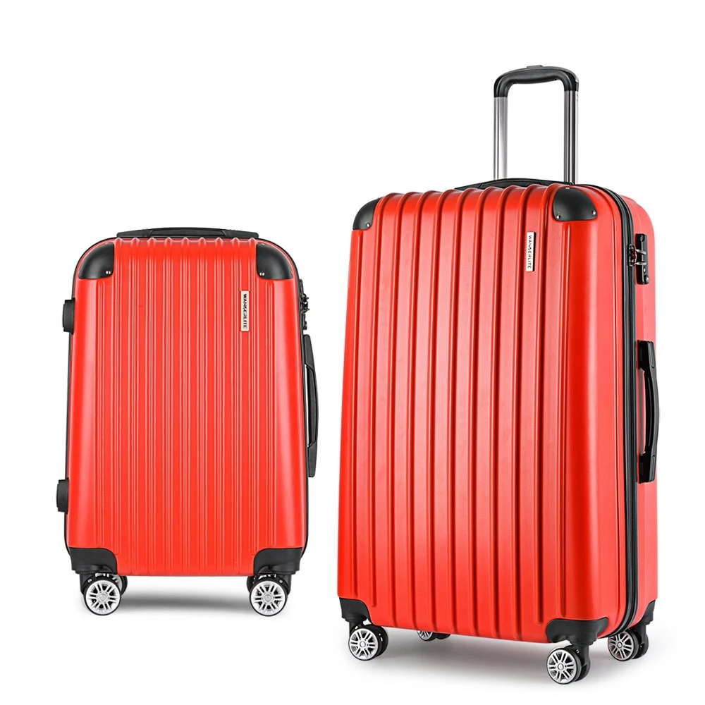 Wanderlite 2pc Luggage Trolley Suitcase Sets Travel TSA Hard Case Red 4 Wanderlite 2pc Luggage Trolley Suitcase Sets Travel TSA Hard Case Red - Image 2