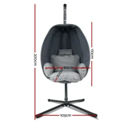 Gardeon Outdoor Swing Rocking Egg Chair With Stand Cushion Foldable - Grey -AU Camping Equipment Sales dku1RTXLfmjGT vicGFdFZm1M