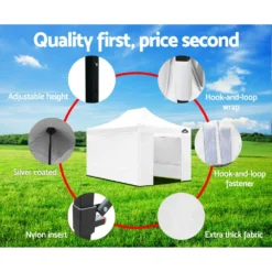 Instahut Gazebo Pop Up Marquee 3x4.5m Folding Wedding Tent Gazebos Shade White -AU Camping Equipment Sales dofEg gzWpwVF o8HEYyCe2A