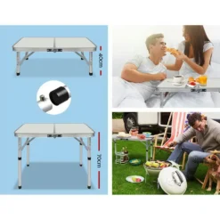 Weisshorn Folding Camping Table Portable Picnic Outdoor Garden BBQ Aluminum Desk Adjustable Height -AU Camping Equipment Sales eV5Mzs2uuQpPv4MfT1kHj8n74