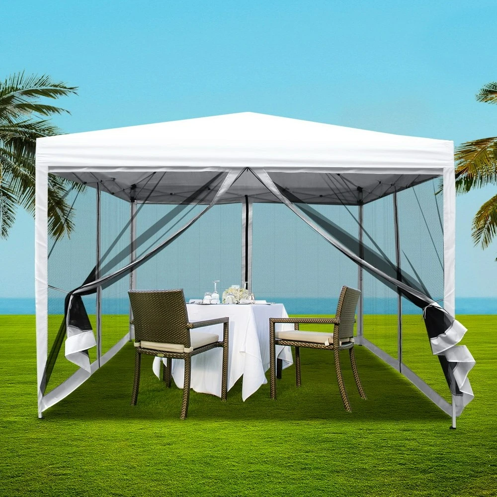 Instahut Gazebo Pop Up Marquee 3x3 Wedding Side Mesh Wall Outdoor Gazebos White 3 Instahut Gazebo Pop Up Marquee 3x3 Wedding Side Mesh Wall Outdoor Gazebos White