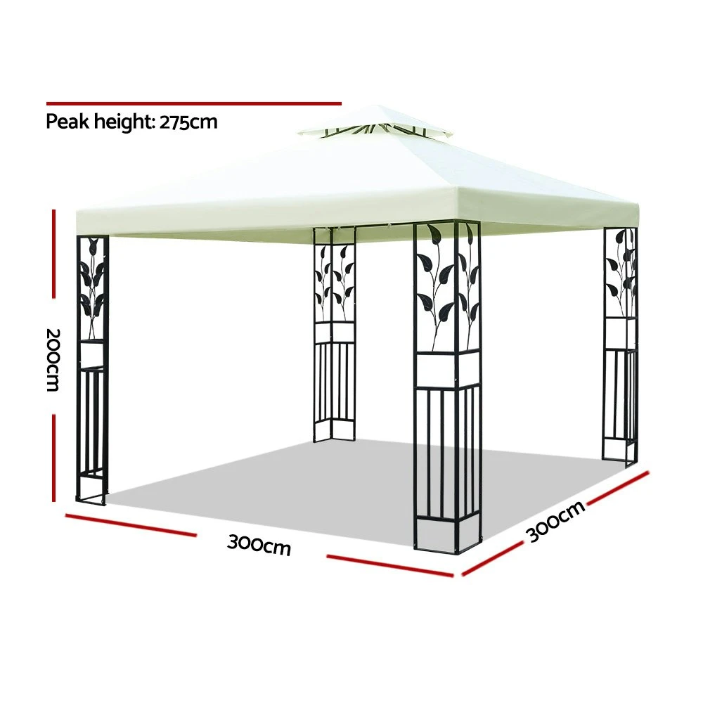 Instahut Gazebo 3x3m Marquee Outdoor Wedding Gazebos White 4 Instahut Gazebo 3x3m Marquee Outdoor Wedding Gazebos White - Image 2