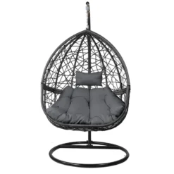 Gardeon Outdoor Hanging Basket Swing Egg Chair With Stand Soft Cushion Indoor Black -AU Camping Equipment Sales et76mRHhMQtWkJNiFc5tIbKXA