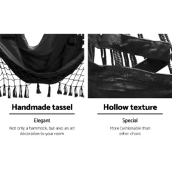 Gardeon Outdoor Tassel Hammock Chair Hanging Rope Portable Hammocks Swing Grey -AU Camping Equipment Sales fPI9N0QsxKrLMvwJsqhYuIZp4