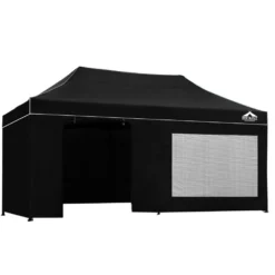 Instahut Gazebo Pop Up Marquee 3x6m Folding Wedding Tent Gazebos Shade Black