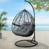 Gardeon Outdoor Hanging Basket Swing Egg Chair With Stand Soft Cushion Indoor Black -AU Camping Equipment Sales gqIc1AQkCQ4iM4GRqyZdUuDXI