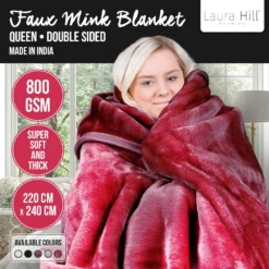 Laura Hill Faux Mink Blanket 800GSM Heavy Double-Sided - Red -AU Camping Equipment Sales hcVM abeh1ATLgN1wQZXcKD5Y