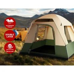 Weisshorn Family Camping Tent 4 Person Hiking Beach Tents Canvas Ripstop Green -AU Camping Equipment Sales hkA2UkFK65XqSgYBaOwPaOZNU