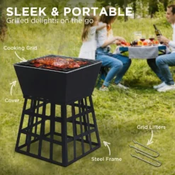 Wallaroo Outdoor Fire Pit For BBQ, Grilling, Cooking, Camping- Portable Brazier With Reversible Stand For Backyard, Pati -AU Camping Equipment Sales itSlr2Y YXiikLiD7aGQJH 4