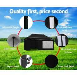 Instahut Gazebo Pop Up Marquee 3x6m Folding Wedding Tent Gazebos Shade Black -AU Camping Equipment Sales iwXLh9mOwc0Ahfpy327 ndPsI