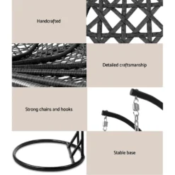 Gardeon Outdoor Egg Swing Chair With Stand Cushion Wicker Two Person Double Black -AU Camping Equipment Sales k ZGFeXcrN7vEAZHw2q7f EI4