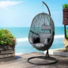 Gardeon Outdoor Hanging Basket Swing Chair With Stand Soft Cushion Patio Garden Chairs Black -AU Camping Equipment Sales kpMxfUrEcqC6KOzEbJM6dln5U