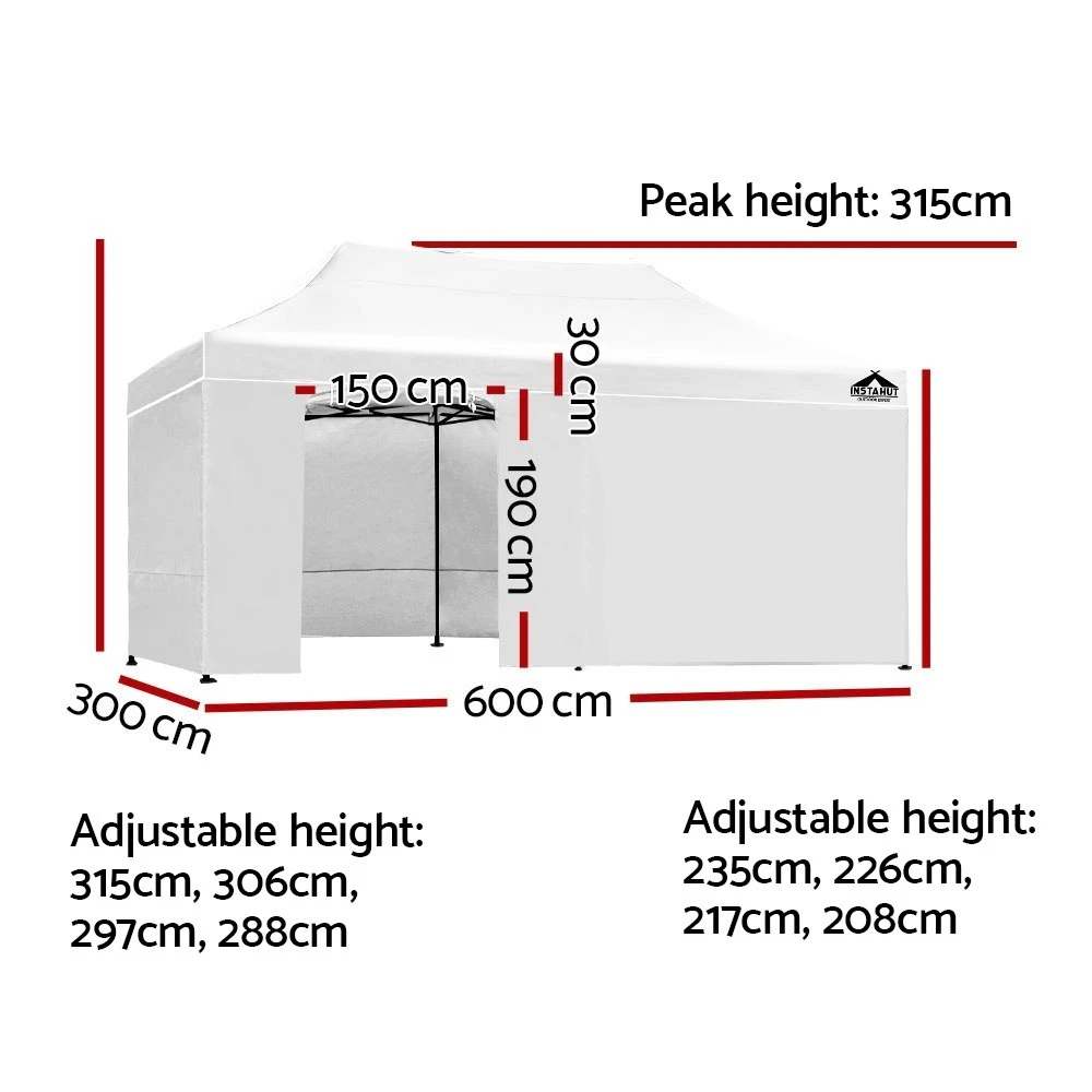 Instahut Gazebo Pop Up Marquee 3x6m Folding Wedding Tent Gazebos Shade White 4 Instahut Gazebo Pop Up Marquee 3x6m Folding Wedding Tent Gazebos Shade White - Image 2