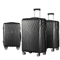 Wanderlite 3pc Luggage Trolley Suitcase Sets Hard Case Black