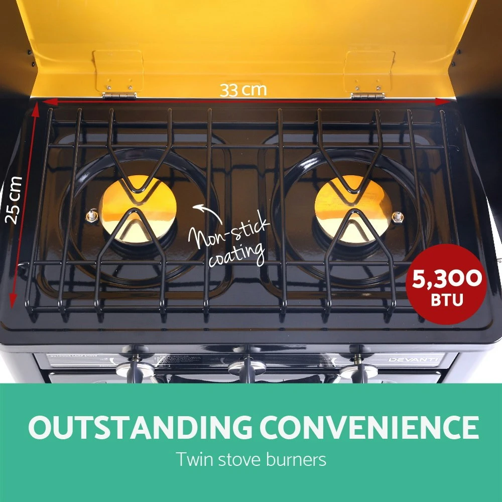Devanti Portable Gas Oven Camping Stove 3 Burner LPG Gas Cooktop Picnic Outdoor 6 Devanti Portable Gas Oven Camping Stove 3 Burner LPG Gas Cooktop Picnic Outdoor - Image 4