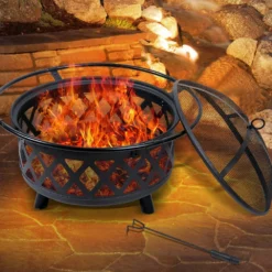 Moyasu Fire Pit BBQ Grill Fireplace Outdoor Portable Camping Heater Patio Garden -AU Camping Equipment Sales noAzu66EXxNOpcvyK L4v3p0U