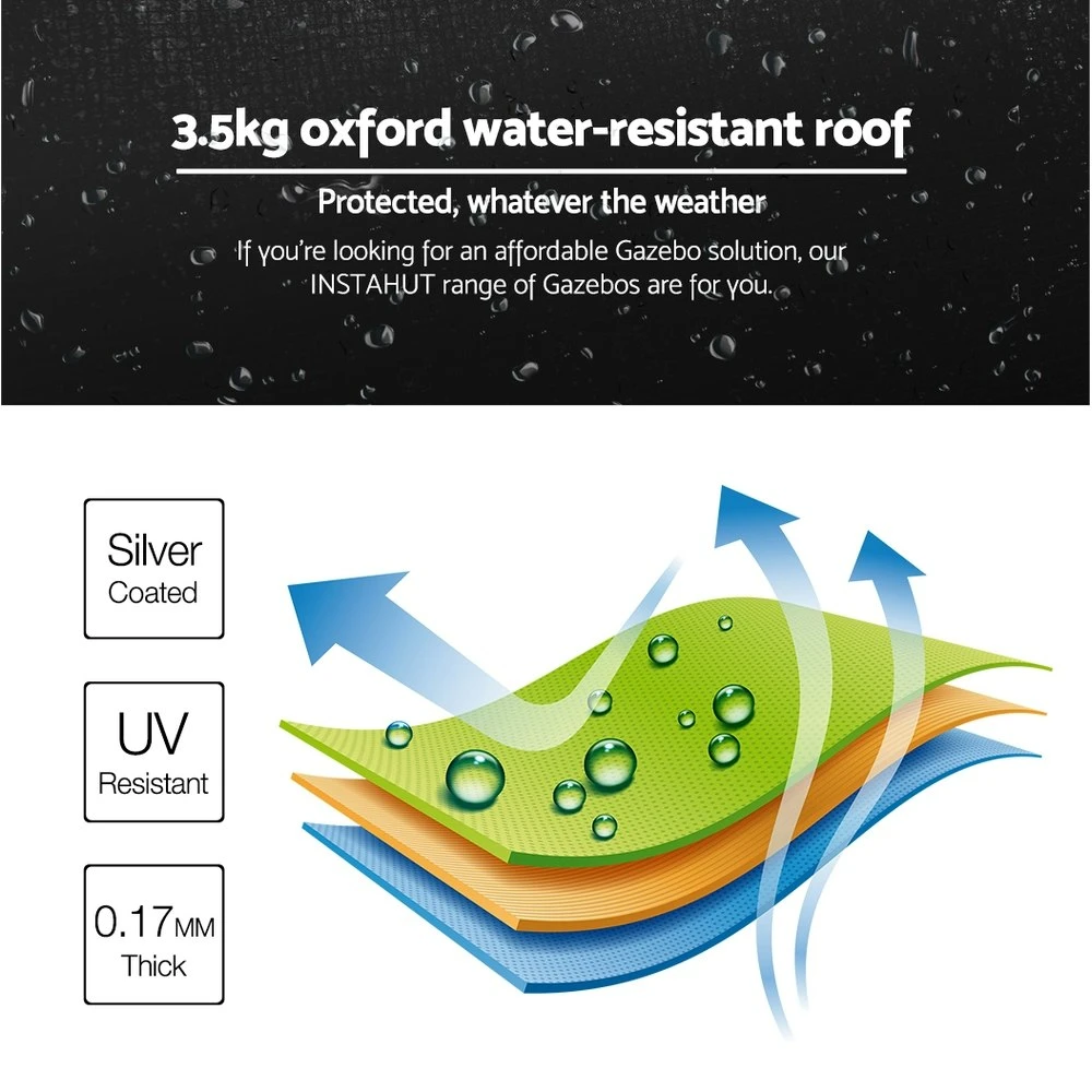Instahut Gazebo Pop Up Marquee 3x6m Outdoor Tent Folding Wedding Gazebos Black6 7 Instahut Gazebo Pop Up Marquee 3x6m Outdoor Tent Folding Wedding Gazebos Black6 - Image 5