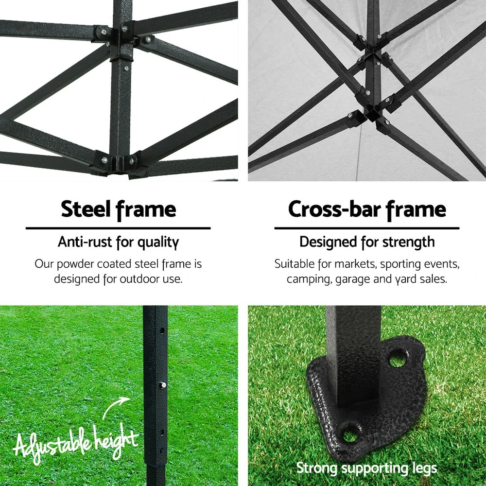 Instahut Gazebo Pop Up Marquee 3x3 Outdoor Tent Folding Wedding Gazebos White 7 Instahut Gazebo Pop Up Marquee 3x3 Outdoor Tent Folding Wedding Gazebos White - Image 5