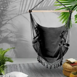 Gardeon Outdoor Tassel Hammock Chair Hanging Rope Portable Hammocks Swing Grey -AU Camping Equipment Sales pI5GjGuRSOf0PnbNnGyYhX6F0