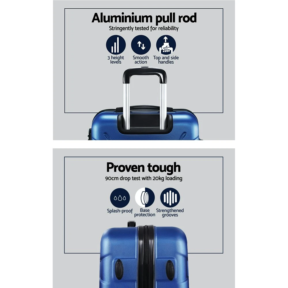 Wanderlite 3pc Luggage Travel Sets Suitcase Trolley TSA Lock Blue 7 Wanderlite 3pc Luggage Travel Sets Suitcase Trolley TSA Lock Blue - Image 5